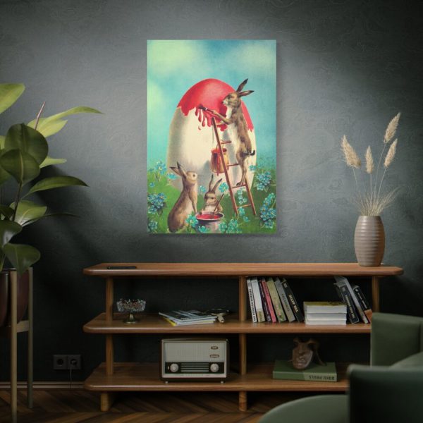 91655-64.jpg Easter Bunny Paints Eggs Standard Canvas
