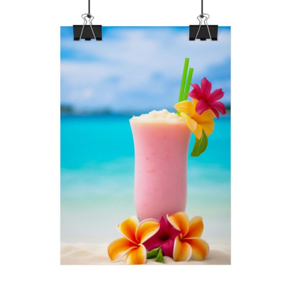 92389-1.jpg Tropical Colorful Drink on the White Sand Beach Poster