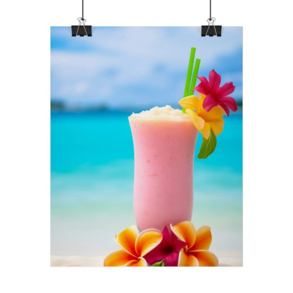 92393-1.jpg Tropical Colorful Drink on the White Sand Beach Poster