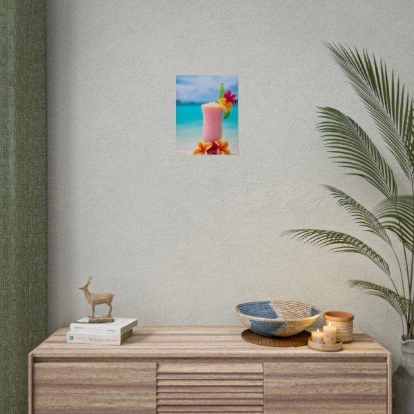 92395-3.jpg Tropical Colorful Drink on the White Sand Beach Poster