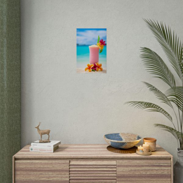 92397-3.jpg Tropical Colorful Drink on the White Sand Beach Poster