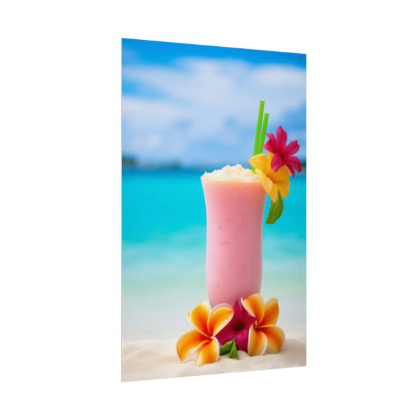 92402-2.jpg Tropical Colorful Drink on the White Sand Beach Poster