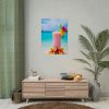 92405-13.jpg Tropical Colorful Drink on the White Sand Beach Poster