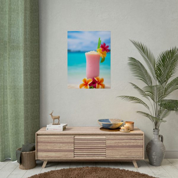 92405-13.jpg Tropical Colorful Drink on the White Sand Beach Poster