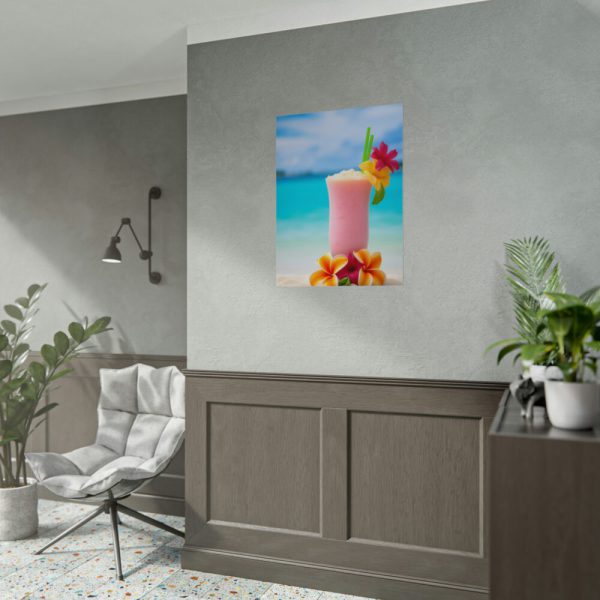 92405-14.jpg Tropical Colorful Drink on the White Sand Beach Poster