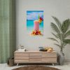 92406-8.jpg Tropical Colorful Drink on the White Sand Beach Poster