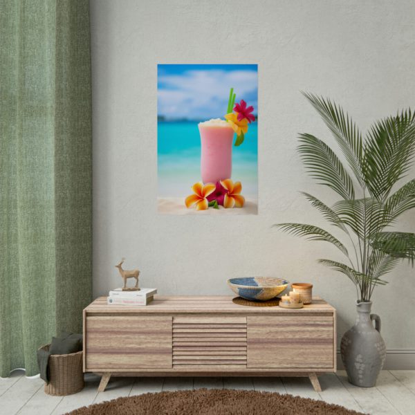 92406-8.jpg Tropical Colorful Drink on the White Sand Beach Poster