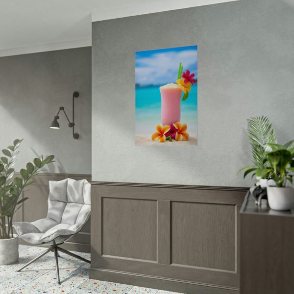 92406-9.jpg Tropical Colorful Drink on the White Sand Beach Poster