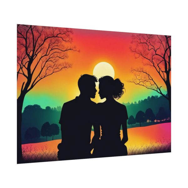 92408-107.jpg Romantic Couple Sunset Silhouette Poster