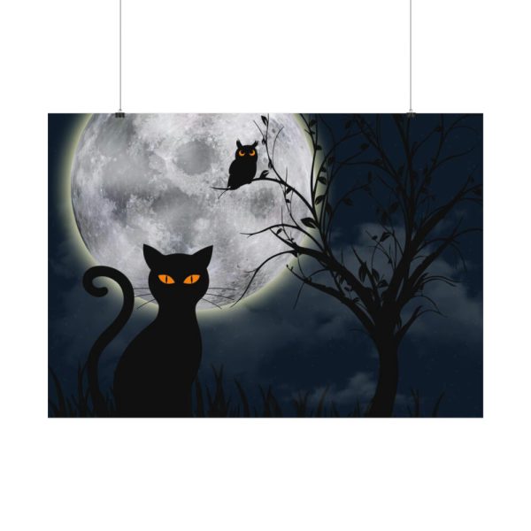 92408-166.jpg Cat and Full Moon Poster