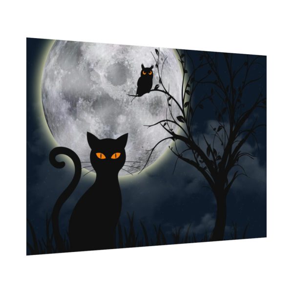92408-167.jpg Cat and Full Moon Poster