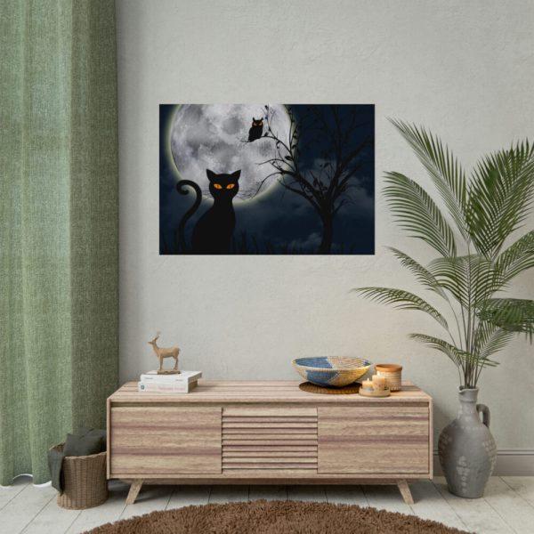 92408-168.jpg Cat and Full Moon Poster