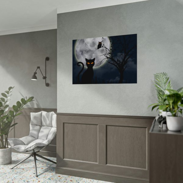 92408-169.jpg Cat and Full Moon Poster