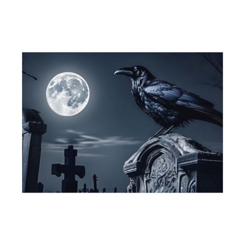 92408-195.jpg Raven Crow Gravestones Full Moon Poster