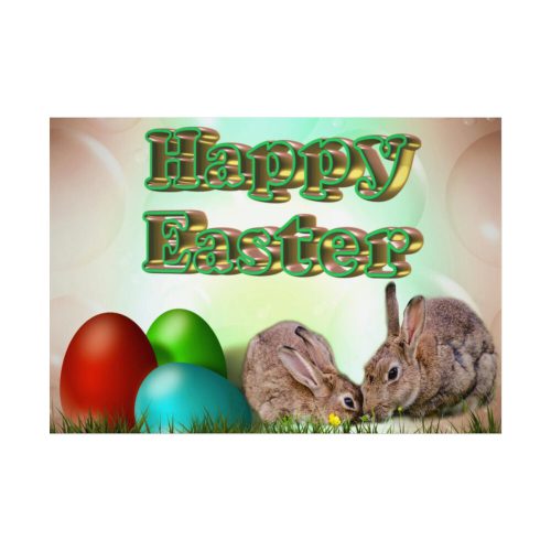 92408-235.jpg Two Easter Bunny with Eggs Poster