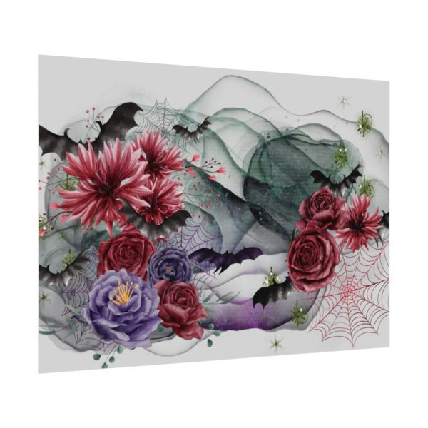 92408-257.jpg Flowers And Bats Halloween Poster
