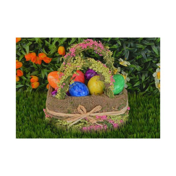 Beautiful Easter Egss in Basket on Grass Poster