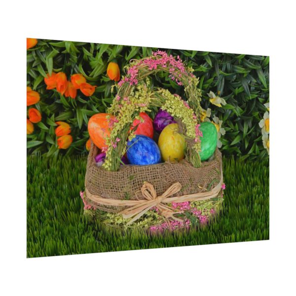 Beautiful Easter Egss in Basket on Grass Poster