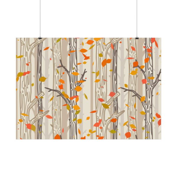 92408-391.jpg Bare Tree And Autumn Fall Leaves Poster