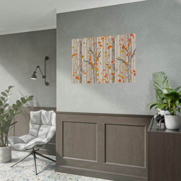 92408-394.jpg Bare Tree And Autumn Fall Leaves Poster