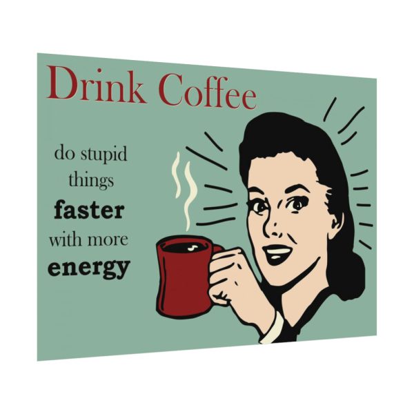 Retro Coffee Drinking Woman Poster