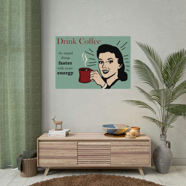 Retro Coffee Drinking Woman Poster