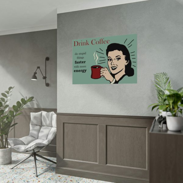 Retro Coffee Drinking Woman Poster