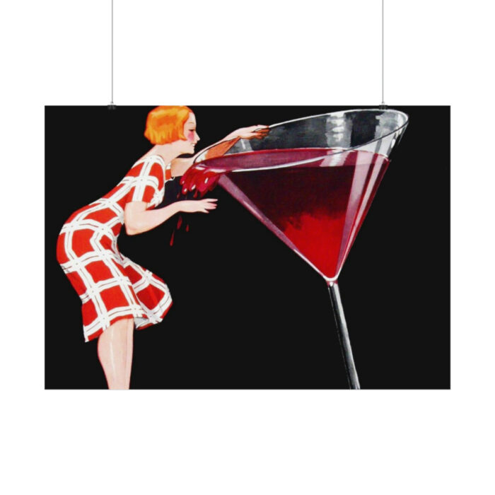 Woman Drinks From Large Wine Glass Poster - Image 2