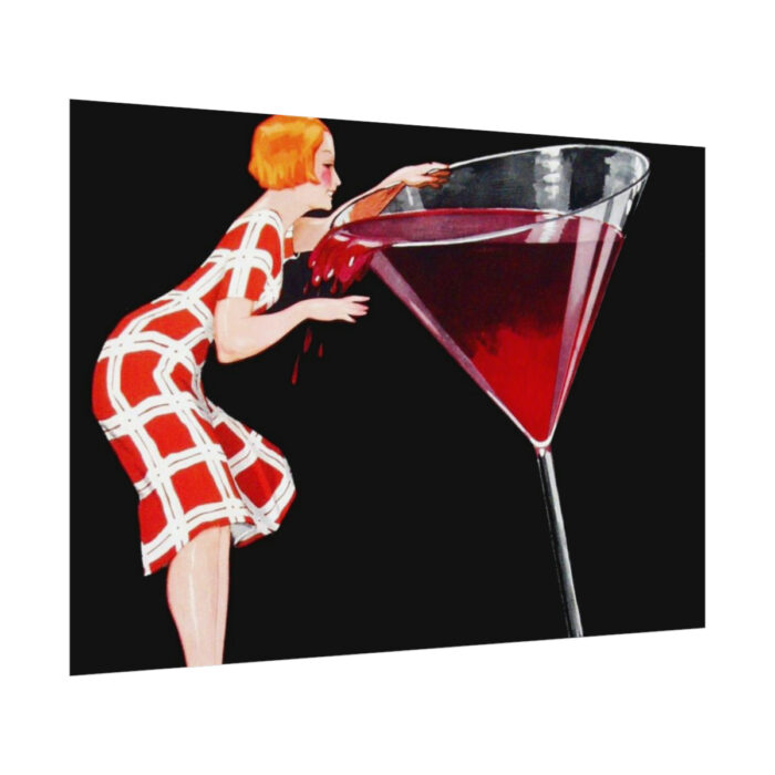 Woman Drinks From Large Wine Glass Poster - Image 3
