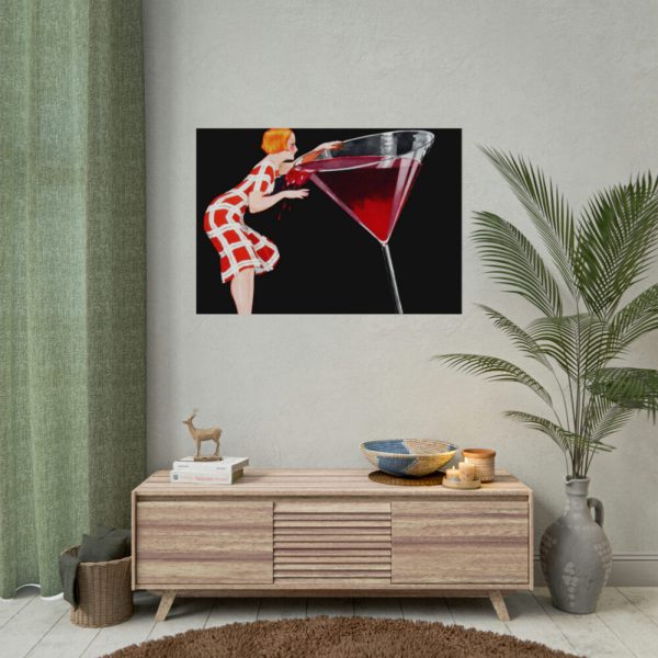 92408-483.jpg Woman Drinks From Large Wine Glass Poster
