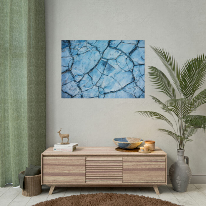 Blue Cracked Ground Texture Poster - Image 4