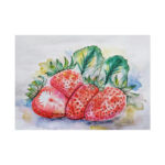Strawberry, Watercolor, Drawing Poster