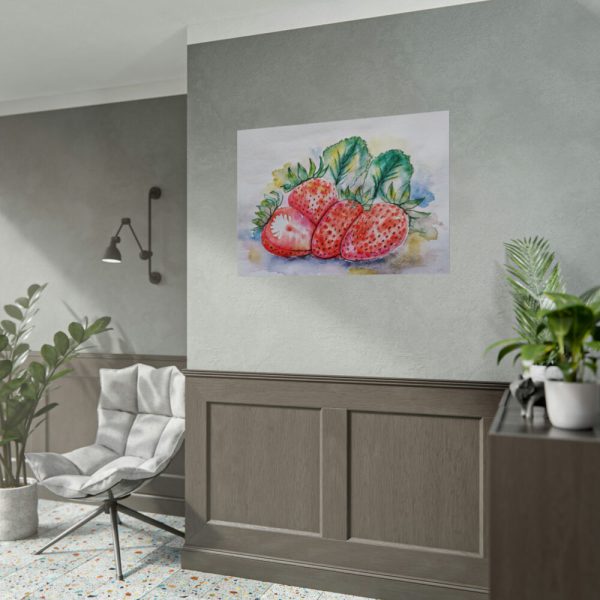 92408-574.jpg Strawberry, Watercolor, Drawing Poster