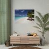 Tropical Beach, Trees, Shoreline in Summer Poster
