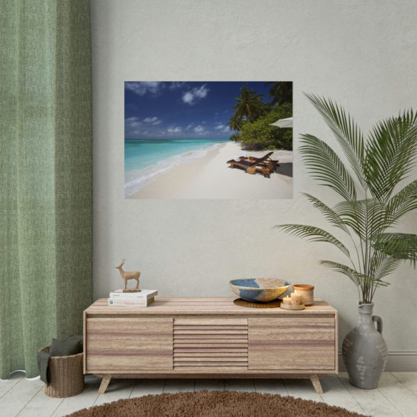 Tropical Beach, Trees, Shoreline in Summer Poster