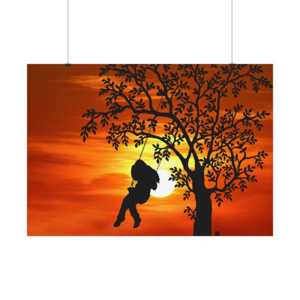 92408-796.jpg Sunset Girl Swing Silhouette Poster