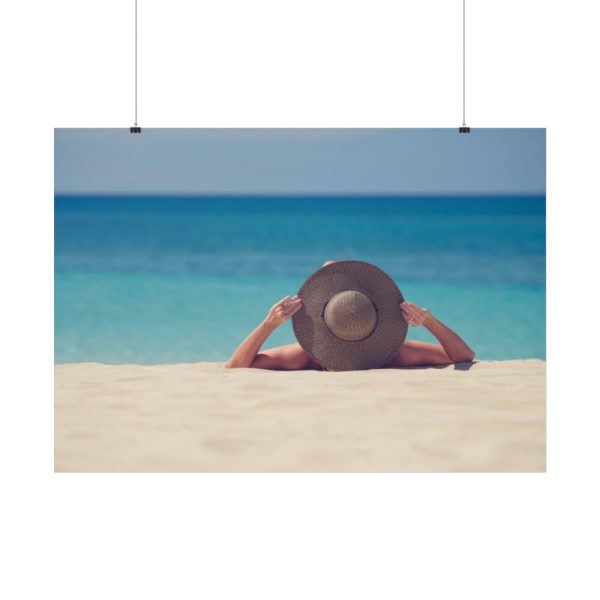 92408-841.jpg Woman Wearing a Hat on the Beach Poster