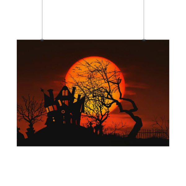 92408-86.jpg Halloween Mansion and Moon Poster