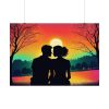 92409-106.jpg Romantic Couple Sunset Silhouette Poster