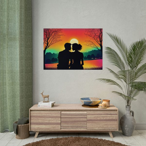 92409-108.jpg Romantic Couple Sunset Silhouette Poster