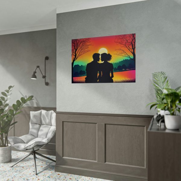 92409-109.jpg Romantic Couple Sunset Silhouette Poster