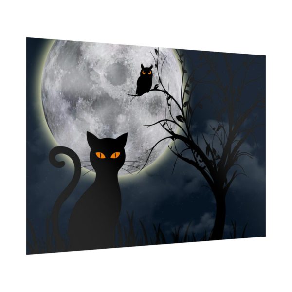 92409-167.jpg Cat and Full Moon Poster