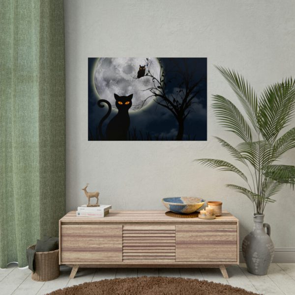 92409-168.jpg Cat and Full Moon Poster