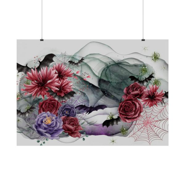 92409-256.jpg Flowers And Bats Halloween Poster
