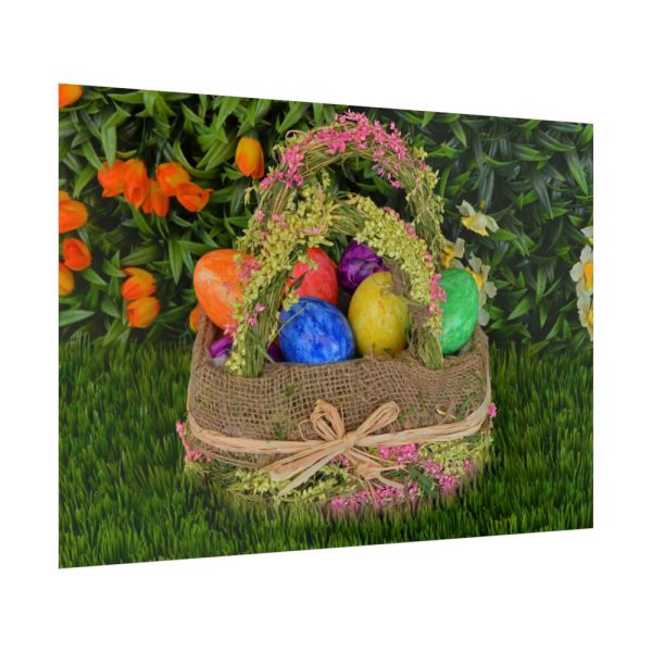 Beautiful Easter Egss in Basket on Grass Poster
