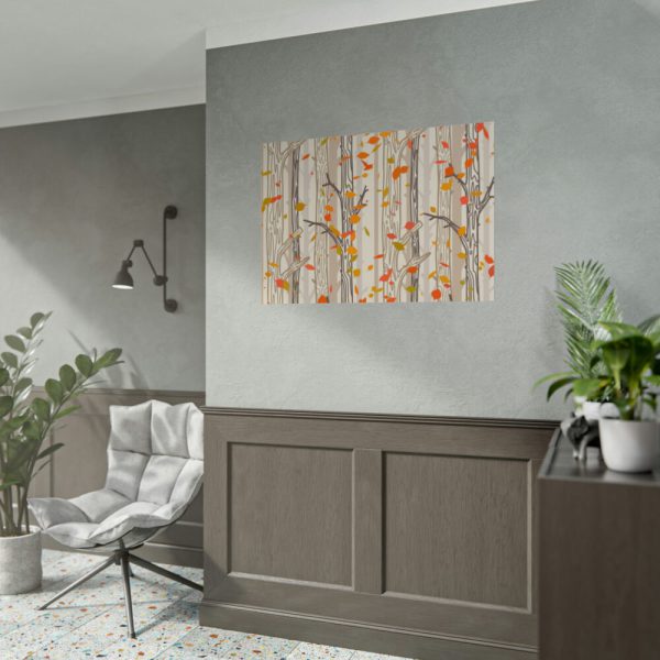 92409-389.jpg Bare Tree And Autumn Fall Leaves Poster
