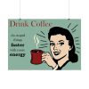 Retro Coffee Drinking Woman Poster