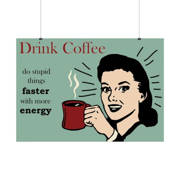 Retro Coffee Drinking Woman Poster