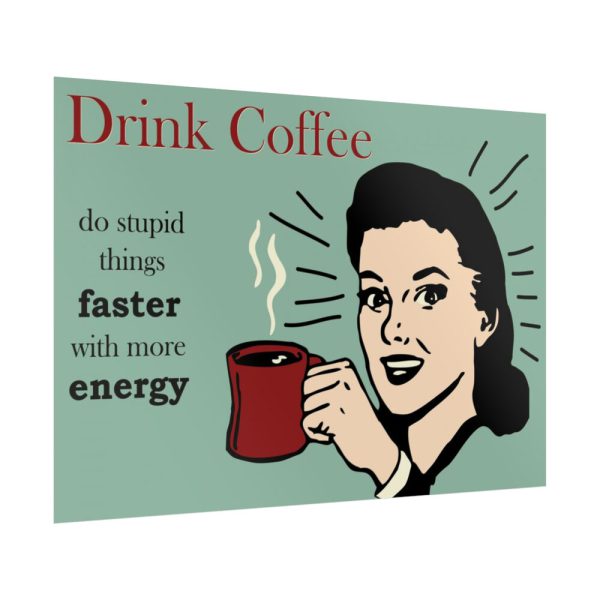 Retro Coffee Drinking Woman Poster