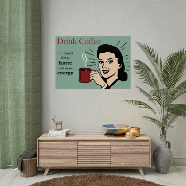 Retro Coffee Drinking Woman Poster